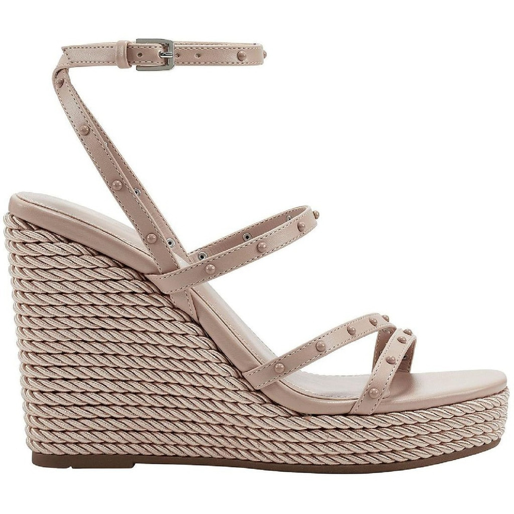 Marc Fisher Studded Espadrille Wrapped Rope Platform Sandals 10 M Blush Beige - Picture 3 of 12